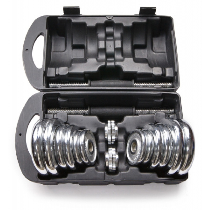 Набор гантелей хромированных Atlas Sport в чемодане 20 кг