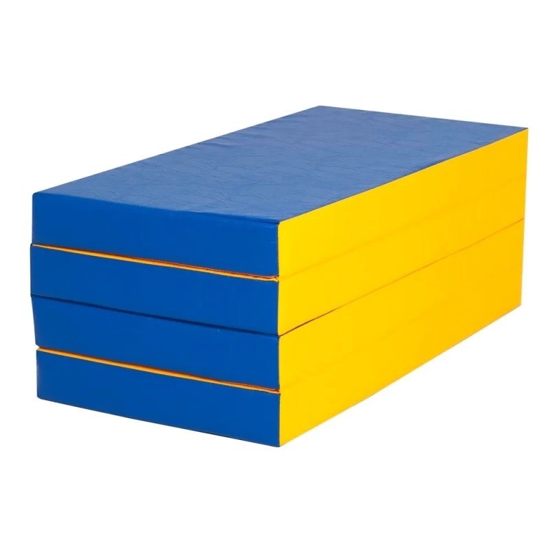 Спортивный мат (100 х 200 х 10) складной сине\желтый