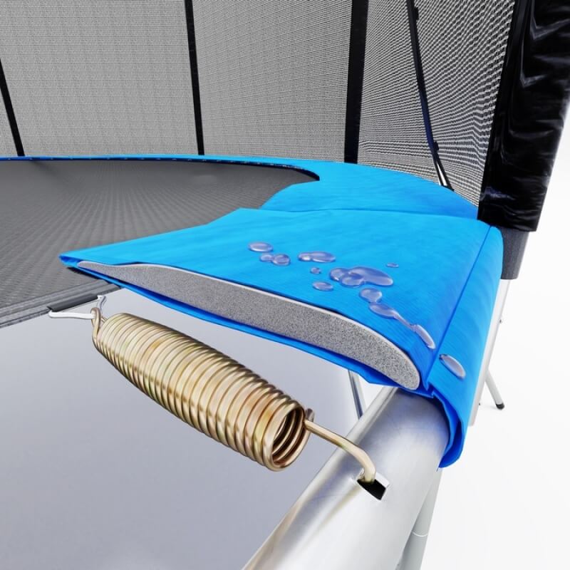 Батут "Atlas Sport" (12ft) PRO BLUE с внешней сеткой и лестницей(усиленные опоры). Диаметр - 374 см. Нагрузка - 150 кг.