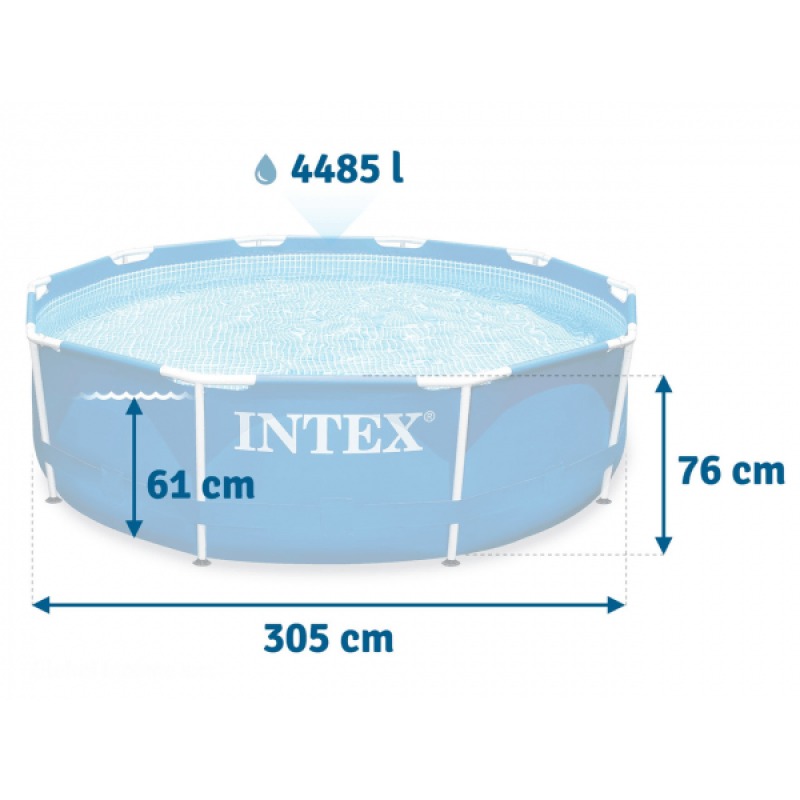 Каркасный бассейн Intex для дачи 28200 Metal Frame 305x76