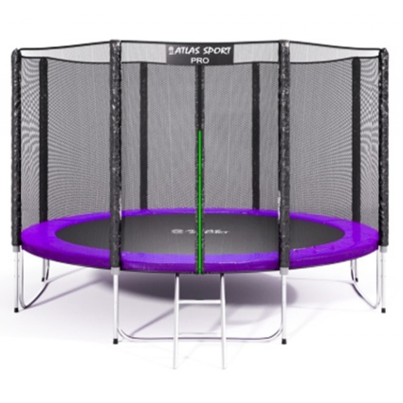 Батут "Atlas Sport" (10ft) 4 PRO PURPLE с внешней сеткой и лестницей (усиленные опоры). Диаметр - 312 см. Нагрузка - 150 кг.