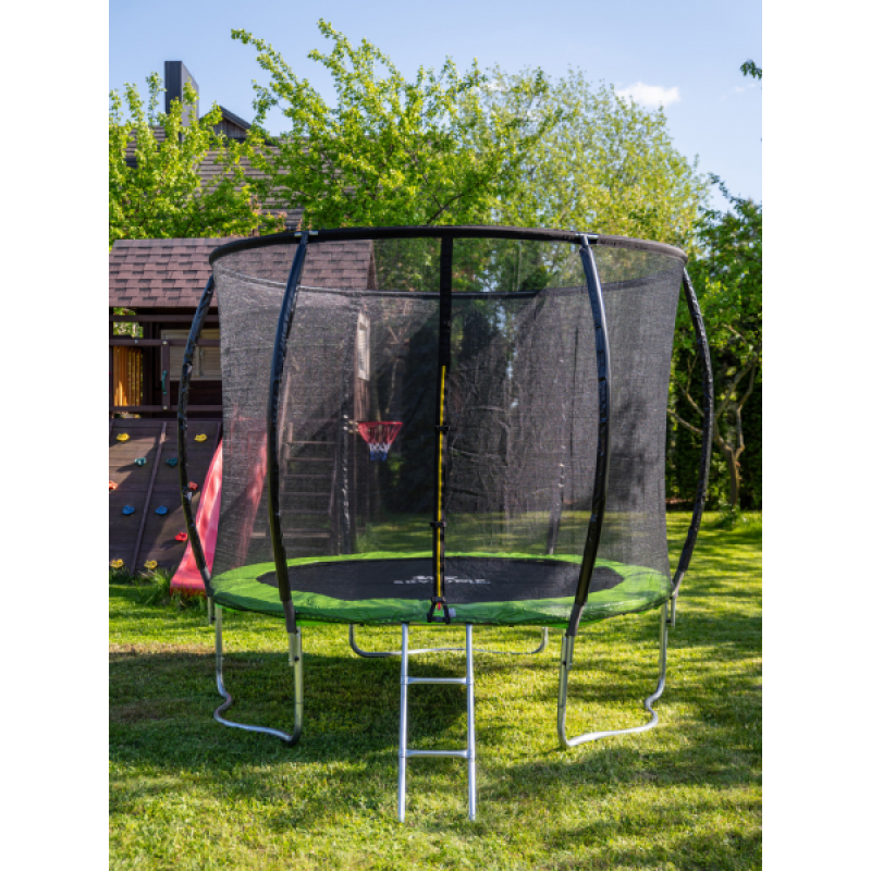 Батут SKYJUMP MASTER green (8FT) с защитной сеткой и лестницей. Диаметр - 252 см. Нагрузка - 150 кг.