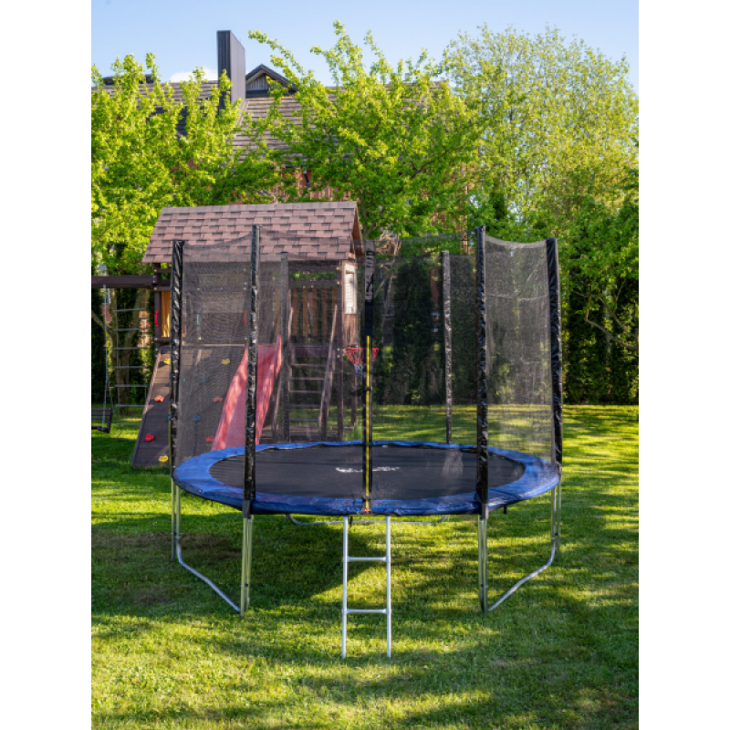 Батут Funfit PRO (10FT) (УСИЛЕННЫЙ) с защитной сеткой и лестницей. Диаметр - 312 см. Нагрузка - 180 кг.