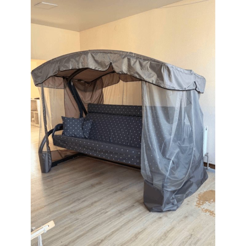 Качели садовые Мобеком Корсика Комфорт (серый горох) 235х145х170 см (нагрузка 350кг; труба Ø63,5мм)
