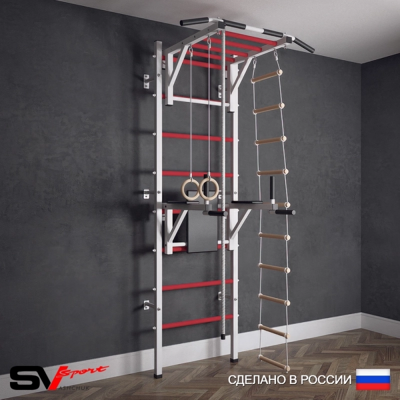 Шведская стенка Sv Sport усиленная 623 (Турник рукоход/Брусья/Канат/Кольца/Лестница)