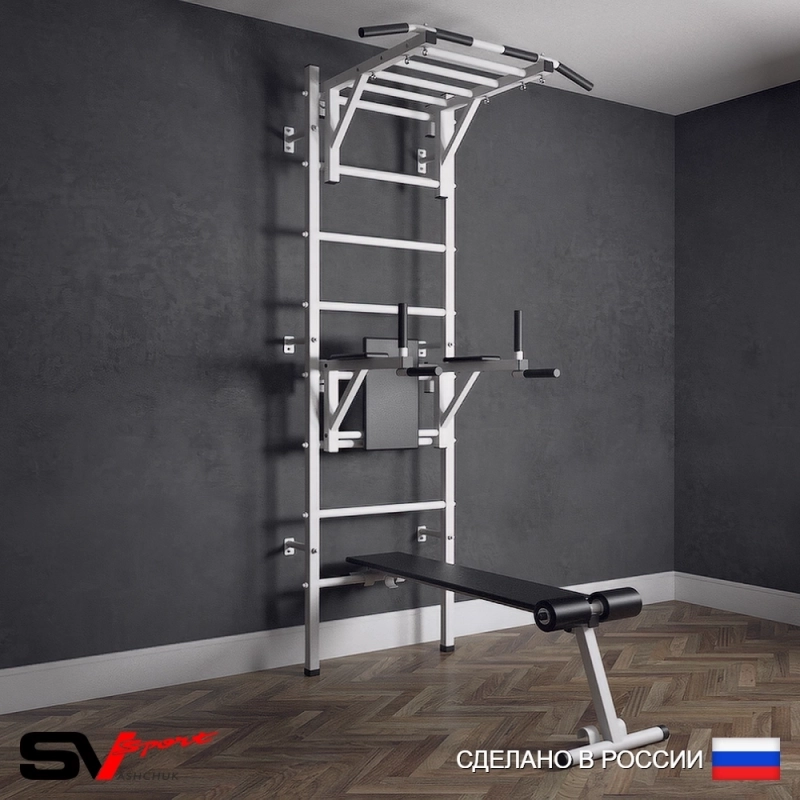 Шведская стенка Sv Sport усиленная 624 (Турник рукоход/Брусья/Скамья)