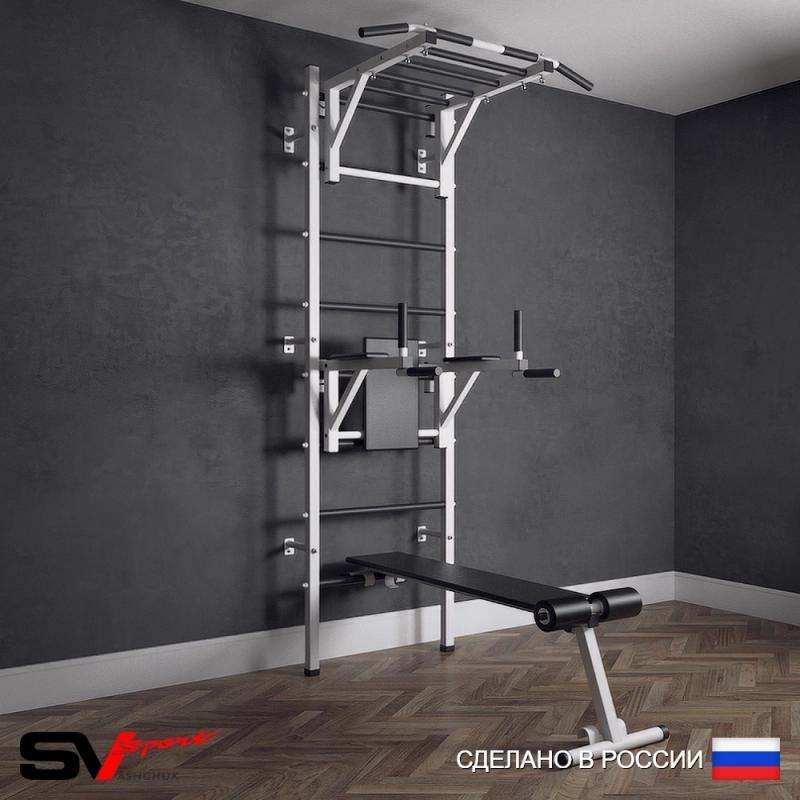 Шведская стенка Sv Sport усиленная 624 (Турник рукоход/Брусья/Скамья)