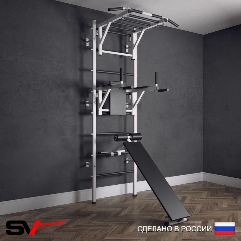 Шведская стенка Sv Sport усиленная 624 (Турник рукоход/Брусья/Скамья)