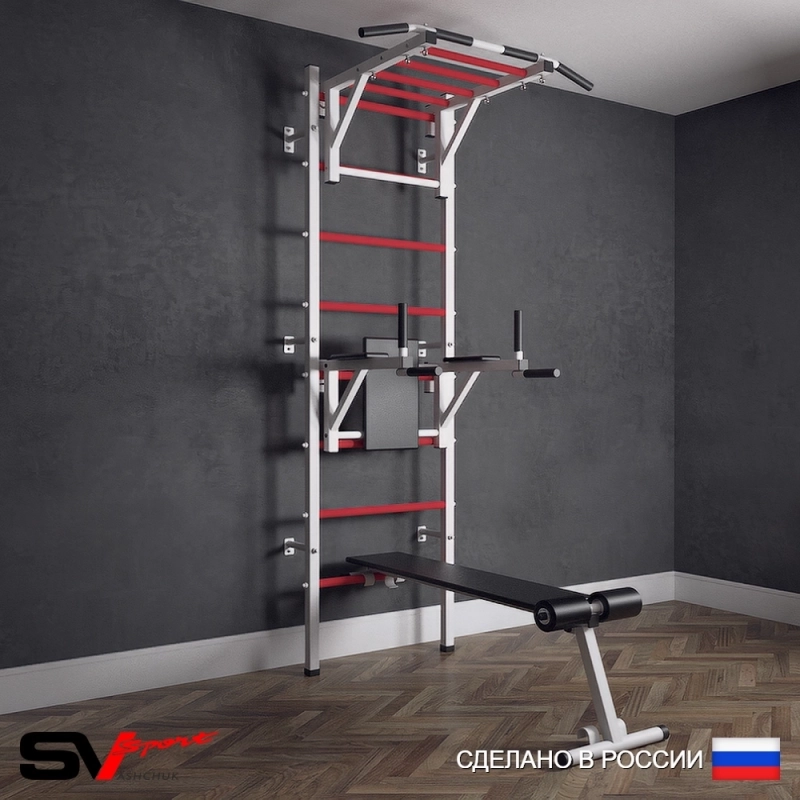 Шведская стенка Sv Sport усиленная 624 (Турник рукоход/Брусья/Скамья)