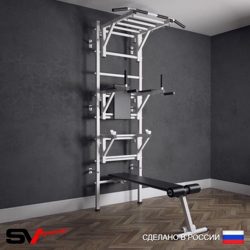 Шведская стенка Sv Sport усиленная 626 (Турник рукоход/Брусья/Стойка/Скамья)