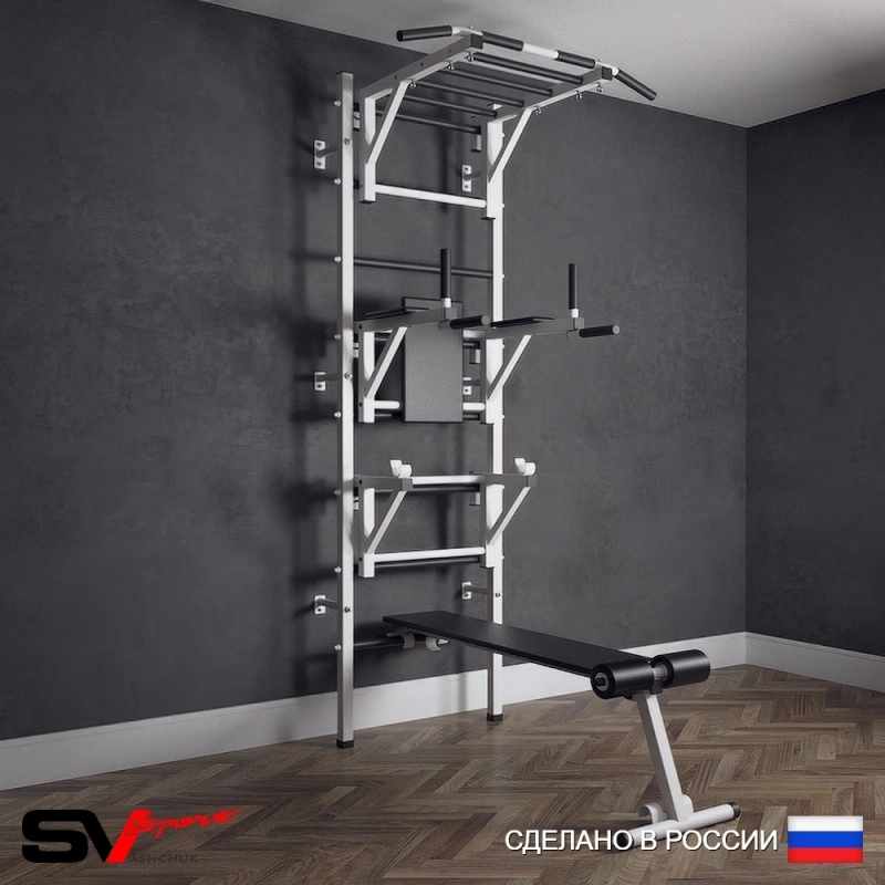Шведская стенка Sv Sport усиленная 626 (Турник рукоход/Брусья/Стойка/Скамья)