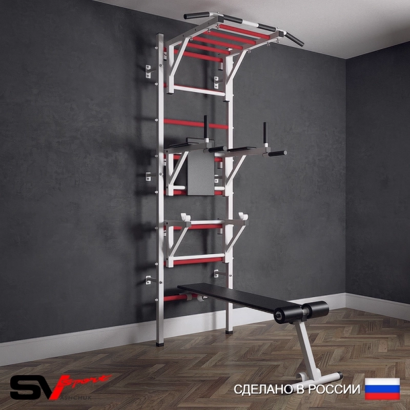 Шведская стенка Sv Sport усиленная 626 (Турник рукоход/Брусья/Стойка/Скамья)
