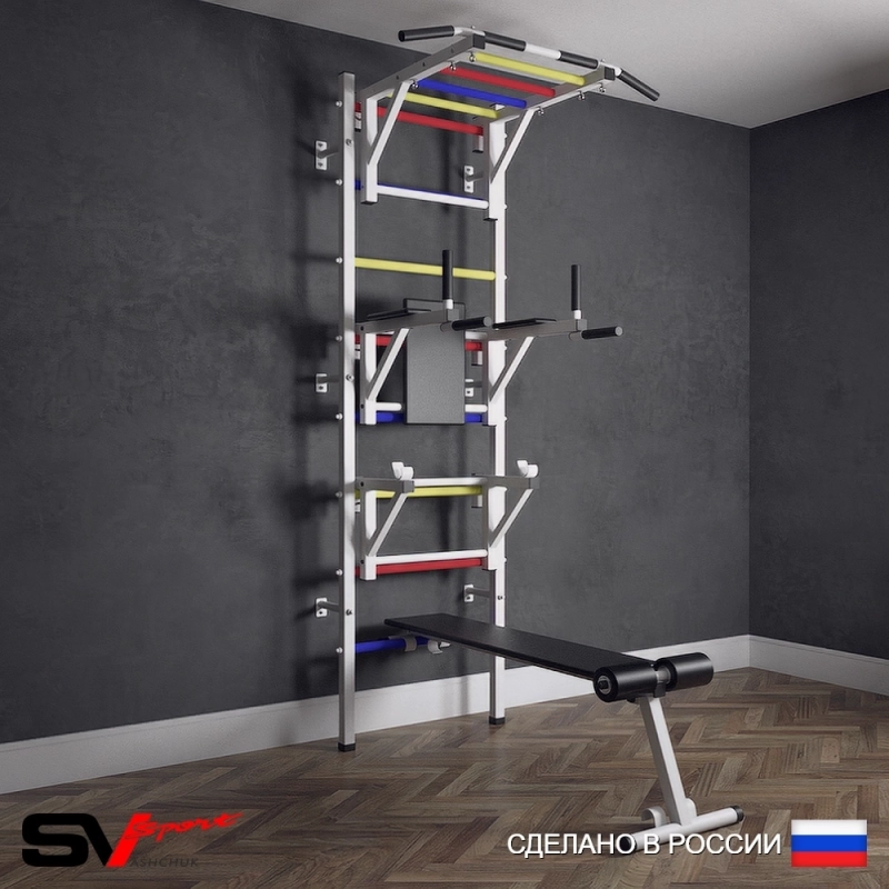 Шведская стенка Sv Sport усиленная 626 (Турник рукоход/Брусья/Стойка/Скамья)