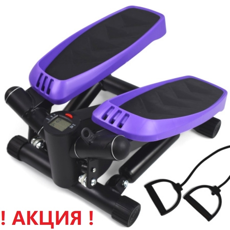 Степпер поворотный Calviano 101 фиолетовый с эспандерами и ковриком