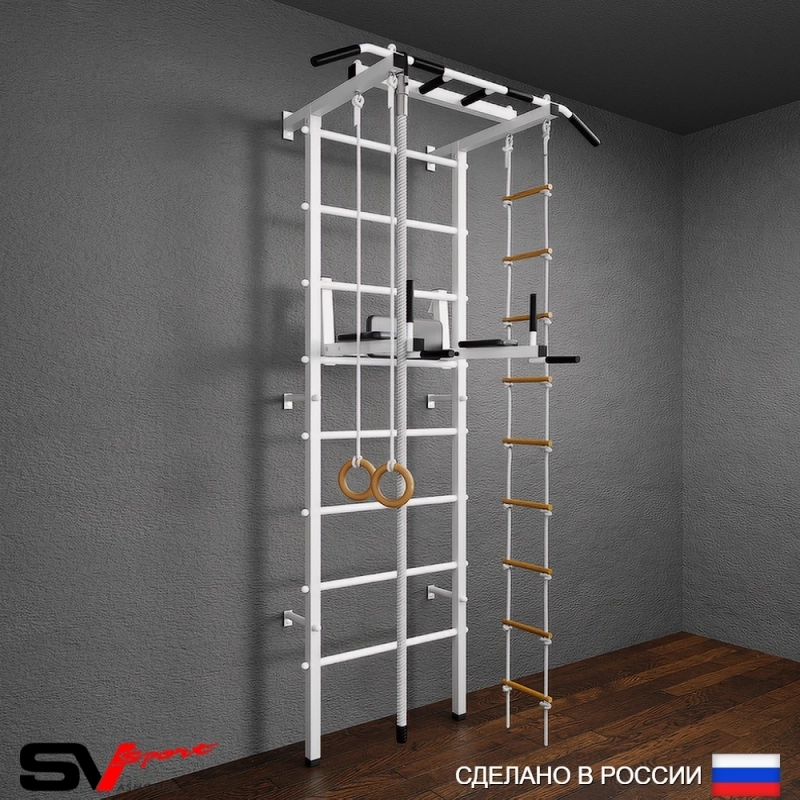 Шведская стенка Sv Pro 803 (Турник Pro/Брусья/стойка/Канат/Кольца/Лестница)