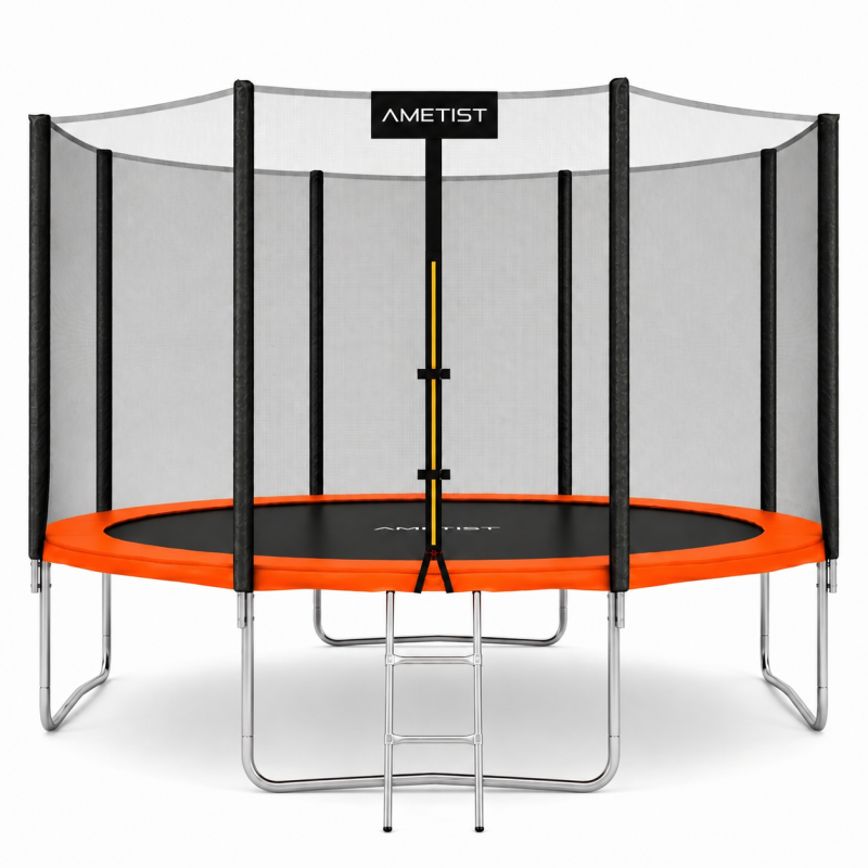 Батут "Ametist" (12 ft) с внешней сеткой и лестницей. Диаметр - 374 см. Нагрузка - 150 кг.