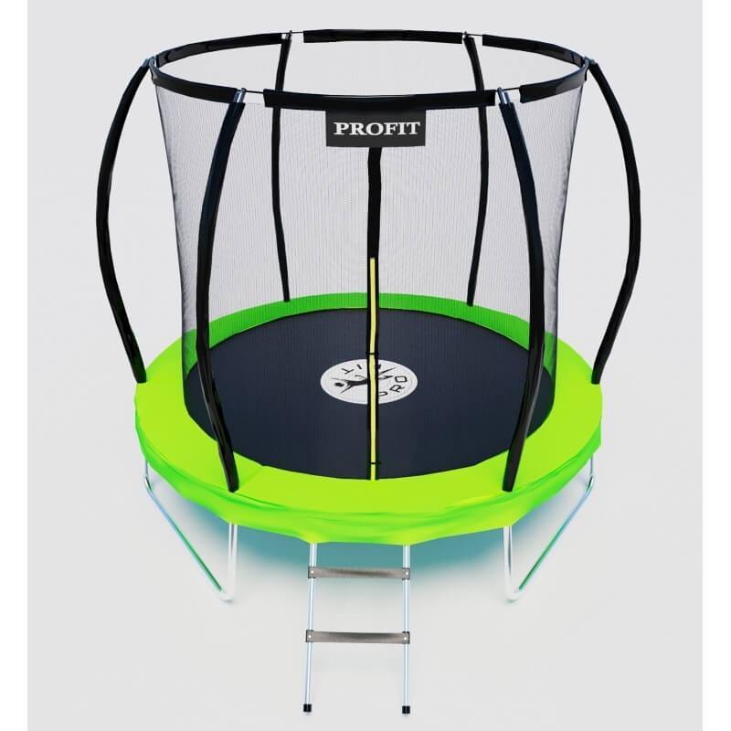 Батут "ProFit Premium Green" (8 ft) с внутренней сеткой и лестницей. Диаметр - 252 см. Нагрузка - 120 кг.