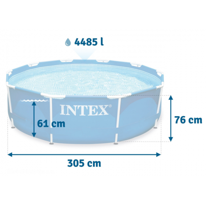 Каркасный бассейн Intex для дачи 26702 Prism Frame Pool 305x76 + фильтр-насос на 1250 л/ч