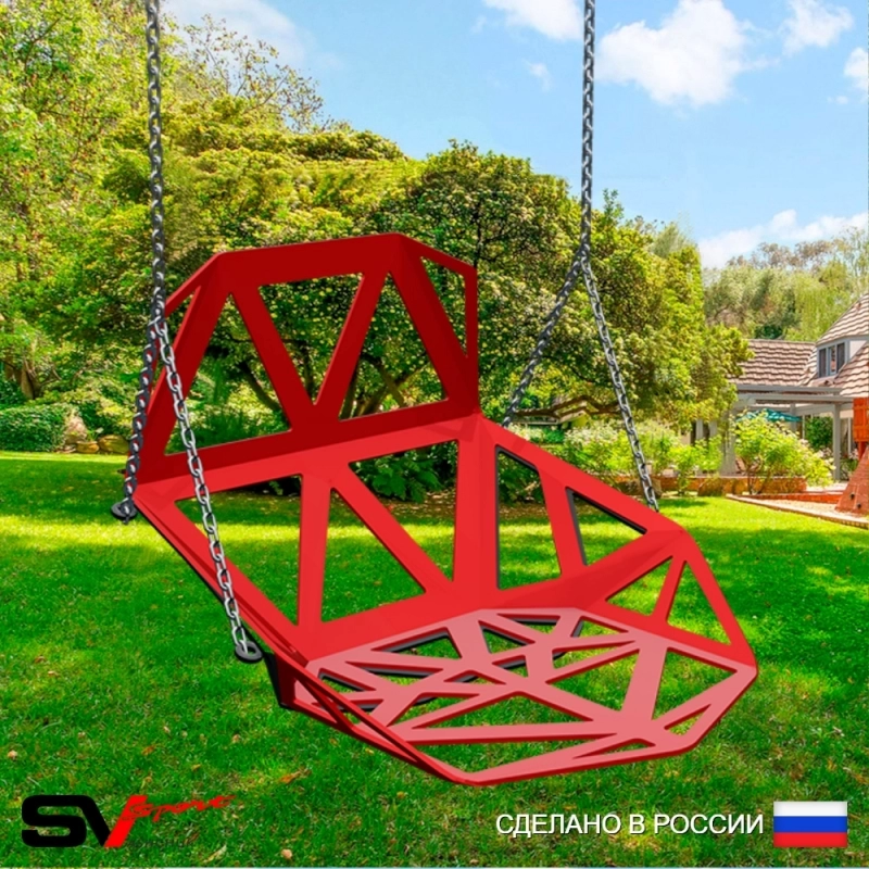 Качели уличные на цепях со спинкой пластиковые