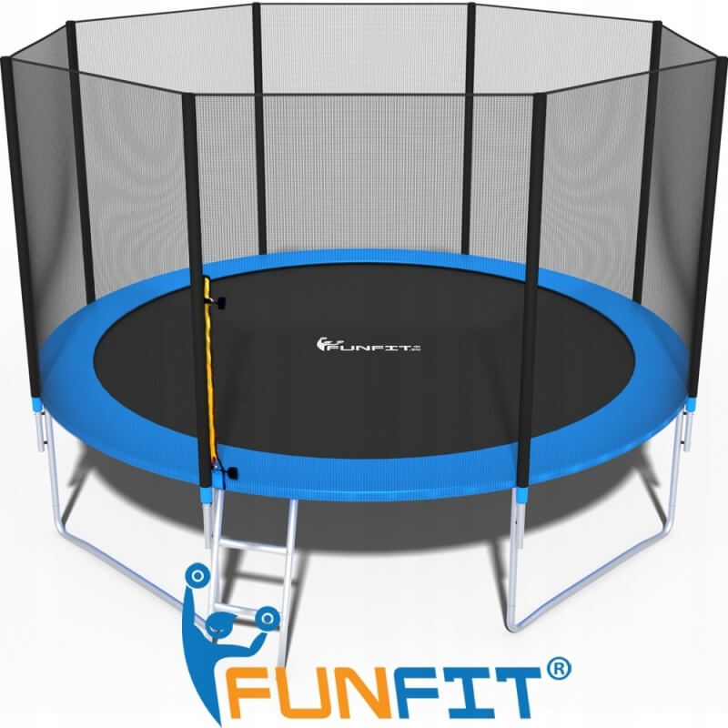 Батут "FunFit" (12 ft) с внешней сеткой и лестницей. Диаметр - 374 см. Нагрузка - 150 кг.