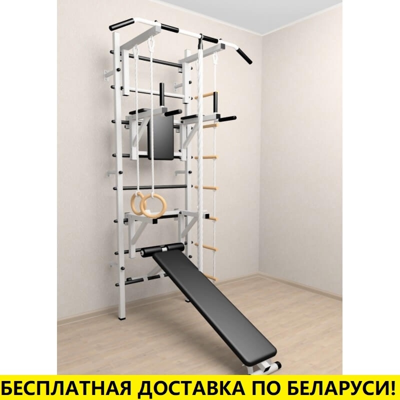 Шведская стенка + турник стандарт + брусья + скамья + стойка под штангу + детское навесное (SV Sport 508)