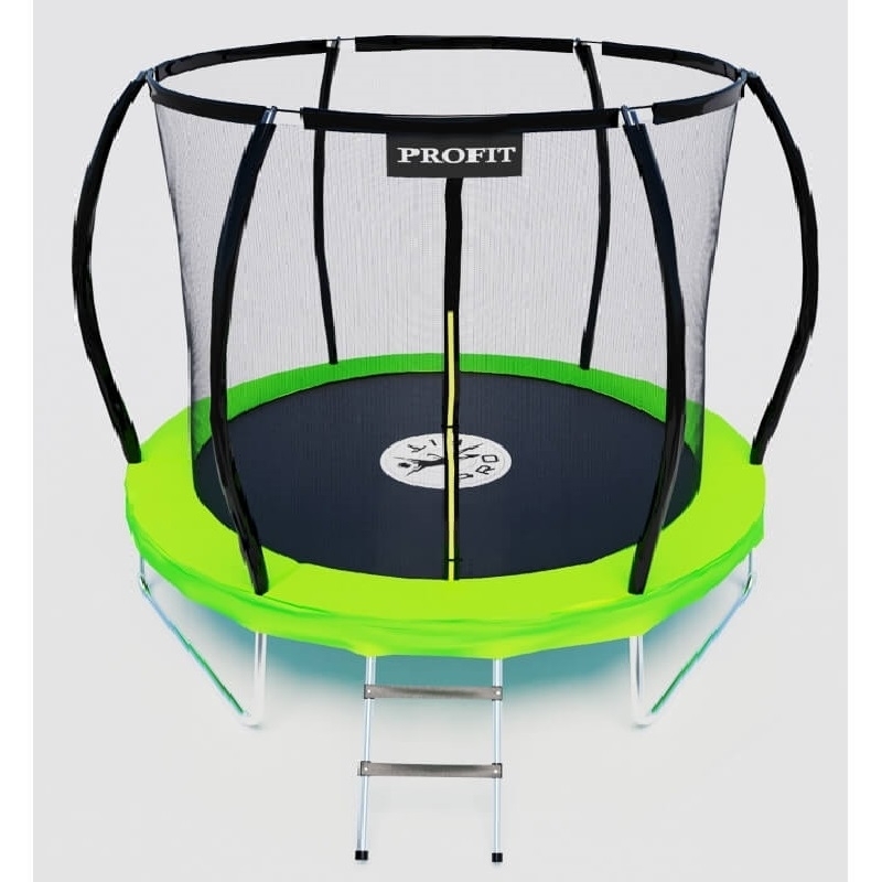 Батут "ProFit Premium Green" (8 ft) с внутренней сеткой и лестницей. Диаметр - 252 см. Нагрузка - 120 кг.