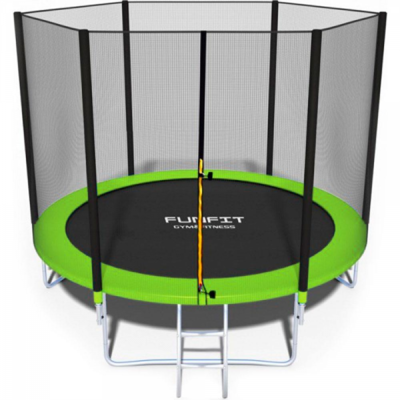 Батут Funfit BASIC (10FT) Green с защитной сеткой и лестницей. Диаметр - 312 см. Нагрузка - 150 кг.