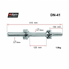 Гриф гантельный Alpin DN-41, диаметр 25мм, длина 41см