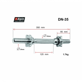 Гриф гантельный Alpin DN-35, диаметр 25мм, длина 35см