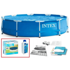 Набор!!! Каркасный бассейн Intex 366х76см, с тентом и альгитинн, арт. 28210 в наборе