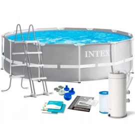 Каркасный бассейн 26718 Intex 366 х 122см + фильтр-насос+лестница, 10685л.