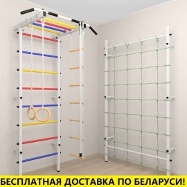 Шведская стенка + турник рукоход + детское навесное + канатный лаз (SV Pro Рукоход 856)