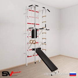 Шведская стенка Sv Sport 508 (Турник стандарт/Брусья/Стойка/Скамья/Канат/Кольца/Лестница)