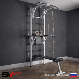 Шведская стенка Sv Sport усиленная 625 (Турник рукоход/Брусья/Скамья/Канат/Кольца/Лестница)