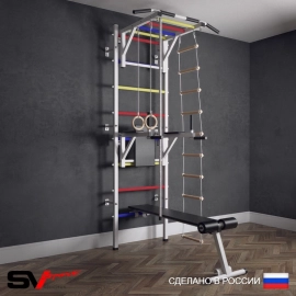Шведская стенка Sv Sport усиленная 625 (Турник рукоход/Брусья/Скамья/Канат/Кольца/Лестница)