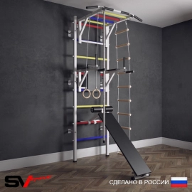 Шведская стенка Sv Sport усиленная 625 (Турник рукоход/Брусья/Скамья/Канат/Кольца/Лестница)
