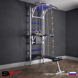 Шведская стенка Sv Sport усиленная 625 (Турник рукоход/Брусья/Скамья/Канат/Кольца/Лестница)