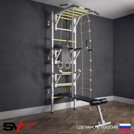 Шведская стенка Sv Sport усиленная 627 (Турник рукоход/Брусья/Стойка/Скамья/Канат/Кольца/Лестница)