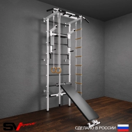 Шведская стенка Sv Pro 805 (Турник Pro/Брусья/стойка/Скамья/Канат/Кольца/Лестница)