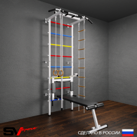 Шведская стенка Sv Pro 805 (Турник Pro/Брусья/стойка/Скамья/Канат/Кольца/Лестница)