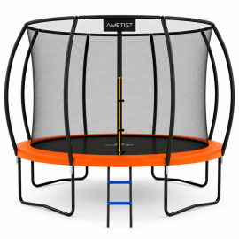 Батут "Ametist PRO" (12 ft) с внутренней сеткой и лестницей. Диаметр - 374 см. Нагрузка - 150 кг.