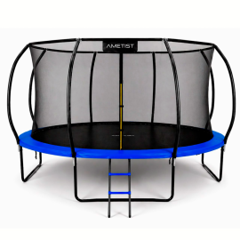 Батут "Ametist PRO" (14 ft) с внутренней сеткой и лестницей. Диаметр - 435 см. Нагрузка - 180 кг.
