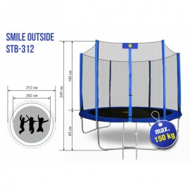 Батут "Smile" (10ft) STB с внешней сеткой и лестницей. Диаметр - 312 см. Нагрузка - 150 кг