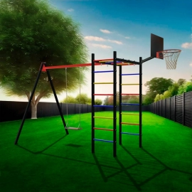 Уличный спортивно-игровой комплекс Sv Sport Рукоход с качелями + качели деревянные + щит баскетбольный (У3004К)