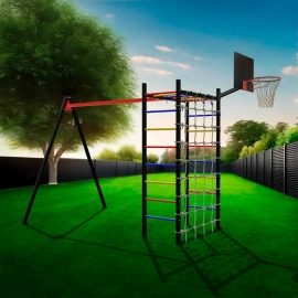 Уличный спортивно-игровой комплекс Sv Sport Рукоход с качелями + сетка + щит баскетбольный (У3241К)