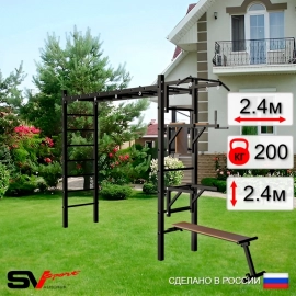 Уличная шведская стенка Sv Sport РУКОХОД + турник + брусья + скамья + стойка под штангу (У511)