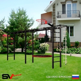 Уличная шведская стенка Sv Sport рукоход х 2 У52211.1К (Турник/Гнездо 100см/Щит баскет/Кронш бокс/Канат/кольца/лестница)