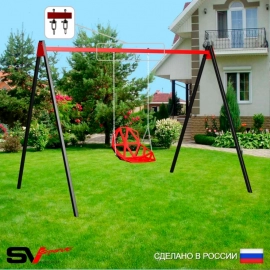 Уличные качели Sv Sport рама 3.0м + качели пластиковые со спинкой + подвесы 1пара (УК167)