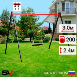 Уличные качели Sv Sport рама 3.0м + качель деревянная + подвесы 1пара (УК170)