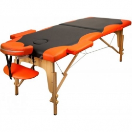 Массажный стол Atlas Sport складной 2-с деревянный 60 см (черно-оранжевый)